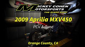Supermoto fans rejoice! We strap a supermoto gem, the Aprilia MXV450 on the dyno for some tuning! These bikes are an absolute blast to ride!💨⁠ .⁠ 💥Only mods are a Dynojet Research Inc. Power Commander V & Tune!⁠ .⁠ 📈Final numbers: 49whp / 29 tq! | Mickey Cohen Motorsports