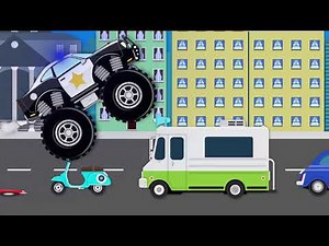 DibusYmas Monster Truck Police Chase animation for kids