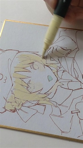 色紙のメイキング ‎(,,U ⩊ U,,) #イラスト #創作 #色紙