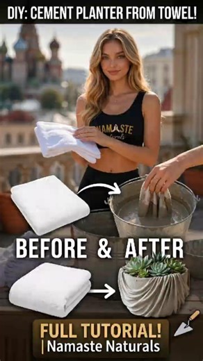 How to Make a Unique Cement Towel Planter | Step-by-Step Guide #diydecor #shorts #namastenaturals