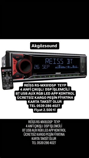 Murat Akgöz | REİSS RS-MX81DSP TEYP 4 ANFİ ÇIKIŞLI DSP İŞLEMCİLİ BT USB AUX RGB LED APP KONTROL ÜCRETSİZ KARGO PEŞİN FİYATINA KARTA TAKSİT OLUR TEL... | Instagram