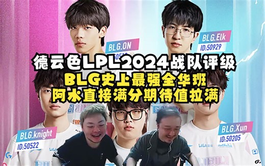 德云色LPL2024战队评级：BLG史上最强全华班，阿水直接满分期待值拉满！