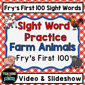 Sight Word Practice Video, Fry's First 100, Farm Animals