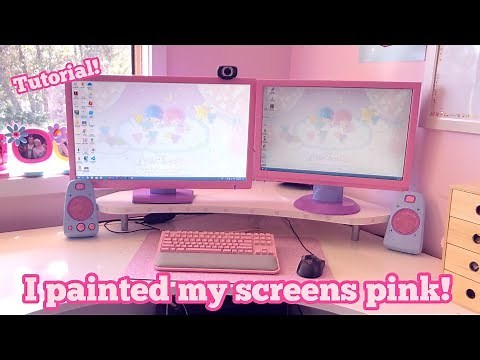 I PAINTED MY COMPUTER SCREENS PINK! | kawaii pink Gamer girl DIY tutorial | OhSoKawaiiXoxo