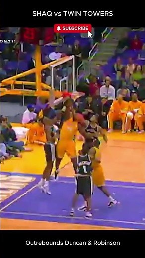 Shaq Dominates the Twin Towers! 💪 Outrebounds Duncan & Robinson for a MONSTER Dunk #goat #nba