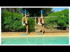 Acro gymnastics at the pool