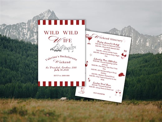 Wild Wild Bachelorette Invitations & Itinerary Template, Western Cowgirl Bach Party, Last Rodeo, Jeopardy Bach Invite, Editable in Canva - Etsy