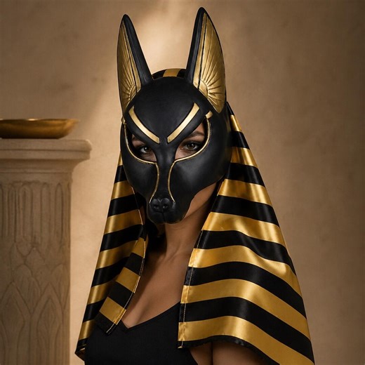 Anubis Mask and Hood Set, Egyptian Jackal Masquerade Mask, Black Gold Mythology Costume, Festival Photoshoot Prop - Etsy