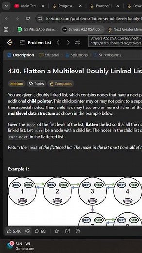 Leetcode 430 || Solution Of Flatten a Multilevel Doubly Linked List
