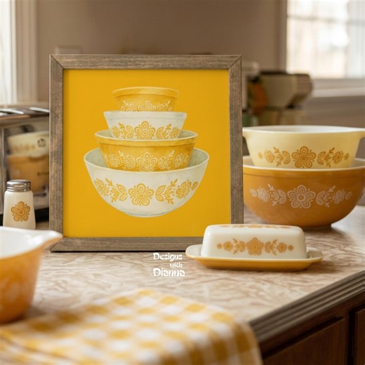 Pyrex Butterfly Gold Framed Art Retro Kitchen Wall Decor Vintage Pyrex Print Gift for Collector Hand Framed Gold Butterfly Pyrex Artwork - Etsy