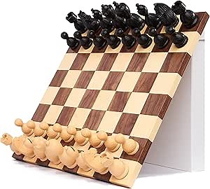 Self-Adjusting Tournament Chess Set | Magnetic | Heavy Weighted Pieces & Wooden Board