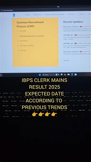 IBPS CLERK MAINS RESULT UPDATE 🔥 #ibpsclerk #ibpsclerkmains2025 #bankresult #ibps
