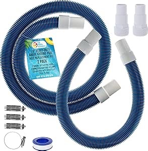 U.S. Pool Supply 1.5" Heavy-Duty Above Ground Pool Hose Replacement Kit - 3 Foot and 6 Foot Hoses, 2 Connection Adapters, 4 Clamps - Compatible with Intex Pool Filter Pumps