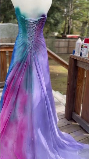 Rainbow wedding dress finished product.