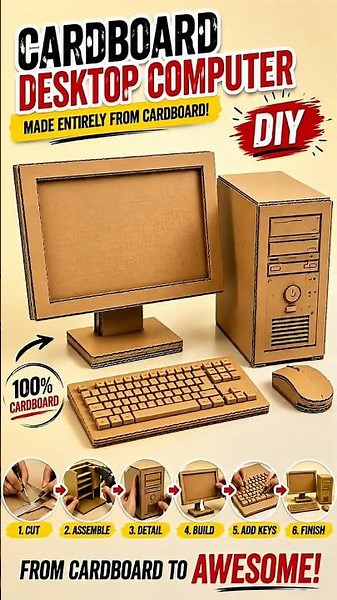 I Built a Desktop Computer Entirely From Cardboard! 🤯📦#CardboardDIY #CardbordComputer #CardboardPC