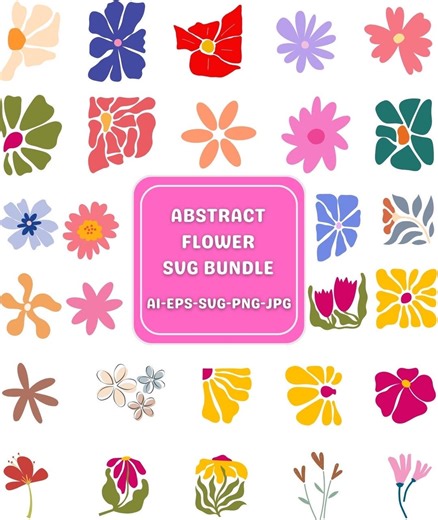 Abstract Flower Svg and Png Bundle, Groovy Flower Svg, Daisy Flower Svg, Flower Cut File , Flower Clipart, Floral Svg,png Instant Download. - Etsy