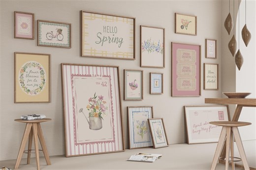 Spring Wall Art Set of 15, Hello Spring Poster, Floral Prints for Spring Decor, Digital Download - Etsy
