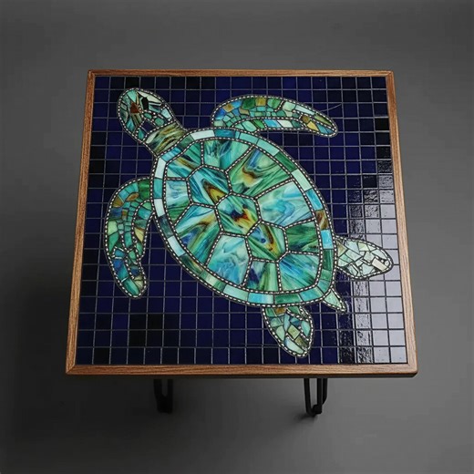 DIY Sea Turtle Mosaic Table Kit | Stained Glass Art Project - Etsy