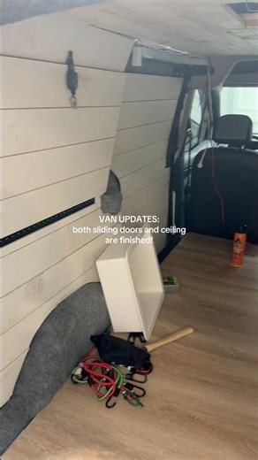Excited to finally complete the sliding doors and the ceiling 🚐#vanbuild #vanconversion