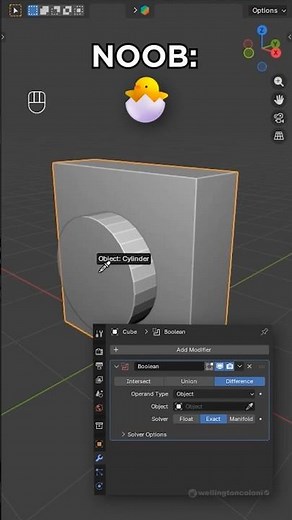 Blender 3D 🐣 Noob 🆚 Expert 😎 – Perfect Hole (LoopTools) #shorts #blender3d #3dmodeling