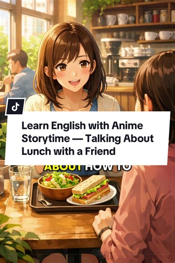 A slow and easy anime story time to help you learn English. In this video: a woman enjoys a quiet lunch in a cozy café with a friend while they talk about what they are having for lunch, using simple everyday English like “I’m having a sandwich and a salad.” Follow for more calm English learning moments. #englishlistening #learnenglish #lunch