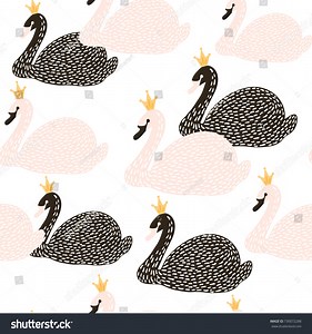Seamless Childish Pattern Black White Swan Stock Vector (Royalty Free) 730072288 | Shutterstock