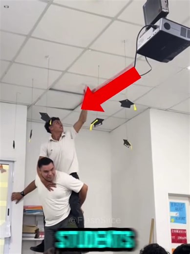 Student Graduation Day Surprise: Ceiling Panel Reveal