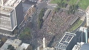 Aerial shots of the June 6 protest in Victoria Square