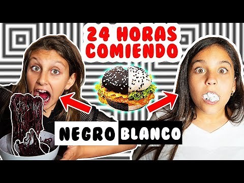24 horas comiendo NEGRO VS BLANCO - Reto comida de color Mimi Land