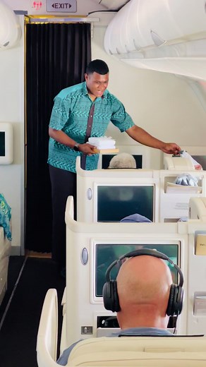 Flight Attendant Service Routine in Airplane Cabin