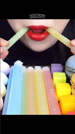 ASMR RAINBOW DESSERTS FROZEN NIK-L-NIP 무지개 디저트 얼린 닉클립 #mukbang #eating #먹방 #rainbow #hongyu