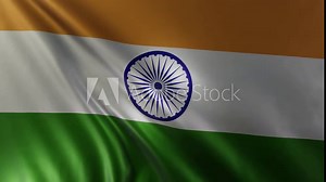 Waving of India flag in the best quality with fabric texture. Slow motion. 4K loop animation.