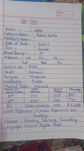 how to write ✍️ Bio-Data# like Resume #