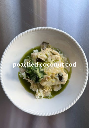 Poached Coconut Cod with Lemongrass and Lime Leaves