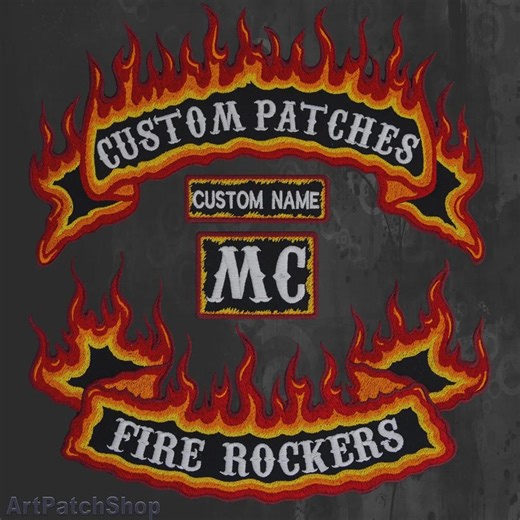 Custom Flame Biker Rocker Patches – Personalized Motorcycle Jacket Set (iron-on) - Etsy