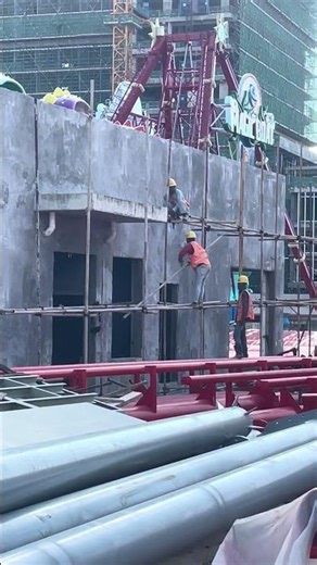 Exterior scaffolding installing #shorts #construction #viralvideo #building