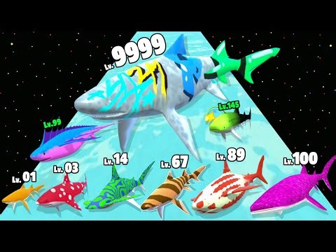 Shark Evolution Shark Run - Level Up Shark Max Level Gameplay (Unlock All Shark)