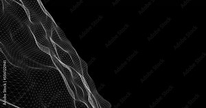 Abstract, clean polygonal geometric background in loop. Geometric 3D ribbon with plexus wireframe. Concept for background digital technology video with copy space for logo and claim