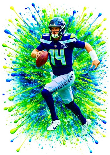 Sam Darnold Seahawks Poster, Neon Slime Splash Art (digital Download) - Etsy