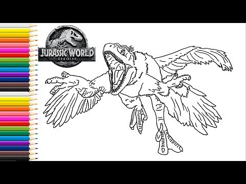 How to draw Pyroraptor from Jurassic World Dominion | Coloring pages with dinosaurs