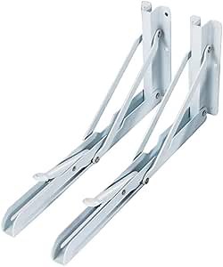 Collapsible Triangle Table Bench Folding Right Angle Shelf Bracket Wall Mount Support 12in (1 Pair)