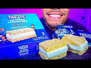 ASMR RICE KRISPIES TREATS ICE CREAM SANDWICHES EATING MOUTH SOUNDS NO TALKING JERRY CANDY