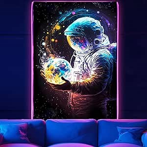 Atrippy Astronaut Space Tapestry for Bedroom, Cool Galaxy Planet Wall Hanging, Fantasy Outer Spaceman Room Decor Art Poster Aesthetic for Boys Men Guys College Dorm Living Room 40in×60in
