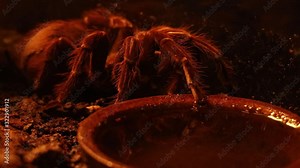 São Paulo Olive Brown Tarantula, Vitalius Wacketi. One of the biggest tarantulas with lots of urticating hairs. Rain forest spider from Brazil.