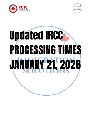 Updated IRCC PROCESSING TIMES JANUARY 21, 2026 IRCC has released its January 2026 processing time update, showing mixed changes across immigration programs. Some Express Entry streams like CEC are processing faster, while family sponsorships, PR cards, and certain work permits have seen slight increases. Processing times still vary by program and country, and all timelines remain estimates based on most applications. Need expert guidance for Canadian PR, Visitor Visa Application, Provincial Nomi