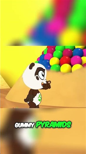 Panda Adventure: Gummy Pyramids & Sphinx Fun! #shorts