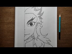 how to draw Kyojuro Rengoku step by step | Demon Slayer