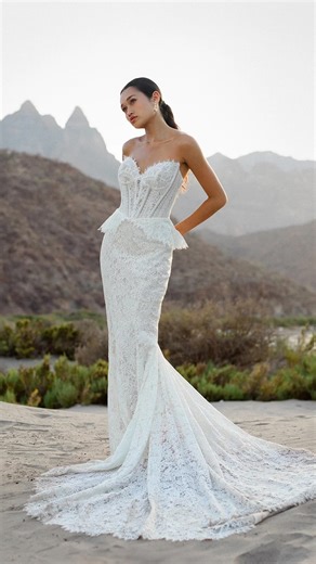 White Wisteria Bridal Boutique on Instagram: "A trend for 2026? Peplum skirts! 😍 What do you think? Featured Gown | F412 Indigo by @wilderlybride #bridaltrends #2026bridaltrends #peplum #peplumskirt"