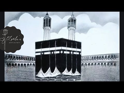 Beautiful Makkah Drawing Step by Step | Kaaba Drawing Tutorial | How to Draw Kaaba Easily |Kaaba Art