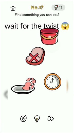 Brain Out Level 17: Find something you can eat | Solution & Walkthrough